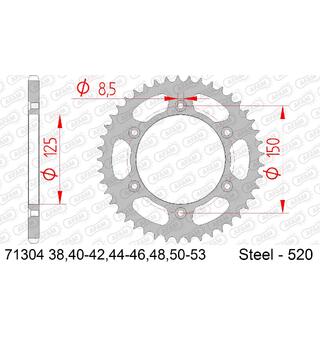 AFAM Bakdrev St&#229;l 520 - GG/HQ/KTM, 40T EC/EX/FC/FE/FX/TC/TE/TX/EXC/-F/SX/-F/XC+