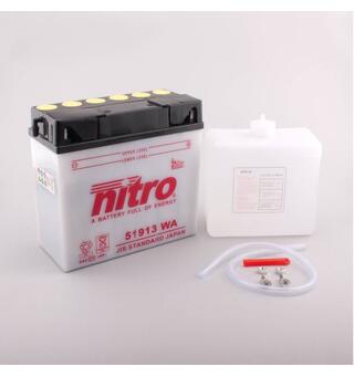 Nitro 51913 12V ATV/MC/Sn&#248;scooter Batteri 12V, 19Ah, 186x82x171, Syreflaske