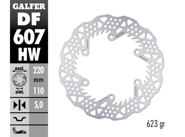 Galfer Bremseskive SHARK, Fast ø220x5mm Enduro Bak, ø220x5mm 