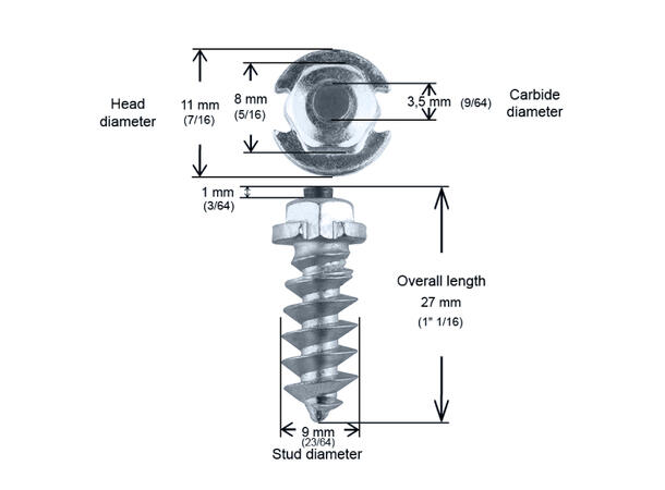 iGrip SS25 Skrupigg 25mm - 200 stk Skrupigg til store/mellomstore kjøretøy 