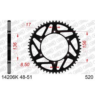 AFAM Bakdrev, St&#229;l Sort 520 - GG/HQ+ 51T Beta/Gas Gas/HQ/Sherco/Suzuki+