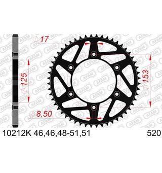 AFAM Bakdrev 520 St&#229;l Sort - CR/CRF, 51T CR/CRF/XR 125-650cc