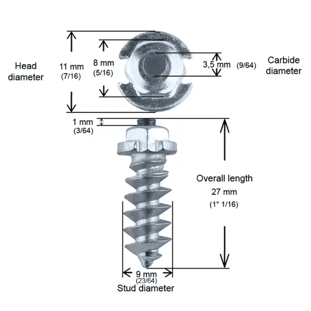 iGrip SS25 Skrupigg 25mm - 200 stk Skrupigg til store/mellomstore kjøretøy 