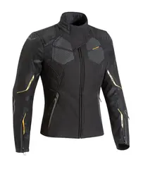 Ixon Cell MC Jakke Dame Sort/Gull Slim passform Softshell Vanntett memb