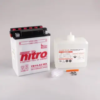 Nitro YB14-A2 - 12V ATV/MC/Sn&#248;scooter Batteri 12V, 14Ah, 136x91x168, Syreflaske