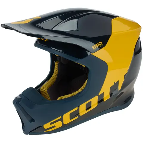 Scott 550 Angled ECE Crosshjelm - Bl&#229;/Gul, SCO Helmet 550 Angled ECE