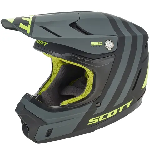 Scott 350 EVO+ Dash Crosshjelm - Sort/Neon Mips, Conehead, Vaskbart Interi&#248;r