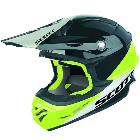 Scott 350 Pro Trophy Crosshjelm-Sort/Gul Thermo Shell, Conehead, God ventilasjon