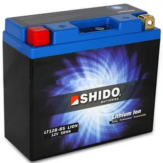 Shido LT12B-BS Lithium - 12V ATV/MC/Sn&#248;scooter Batteri 12V, 4.8Ah, 60Wh, 150x65x130