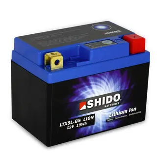 Shido LTX5L-BS Lithium - 12V ATV/MC/Sn&#248;scooter Batteri 12V, 1.6Ah, 19Wh, 113x70x105